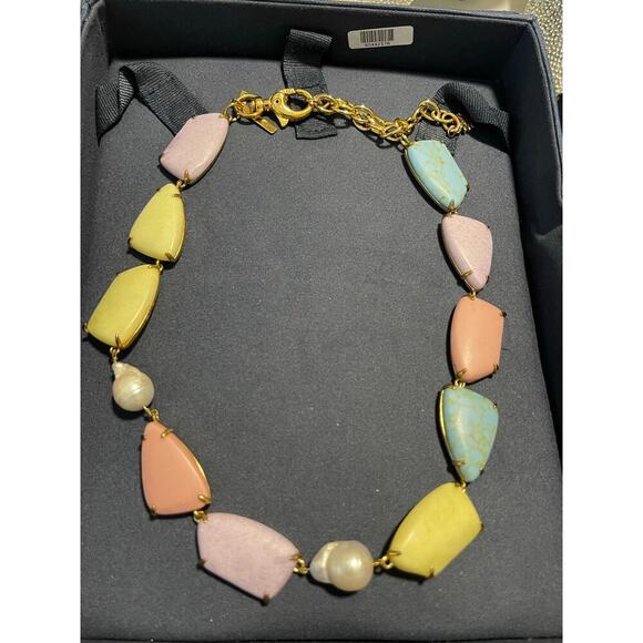 Lele Sadoughi Pearl and Pebble Collar Necklace and Earrings Set - Picture 4 of 5